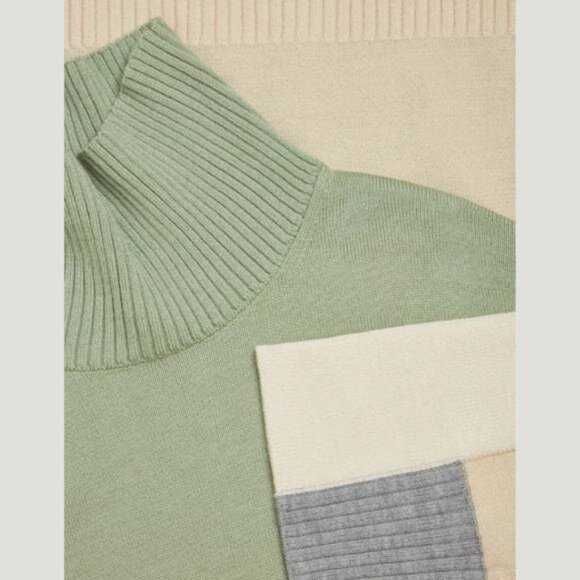 COS Merino Wool Sweater Contrast Knit Oversized Pullover Turtleneck - Picture 7 of 10